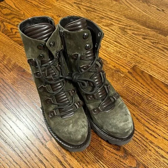 Aquatalia Women Dark Green Suede Leather Boots Shoes Size US 9 - Picture 2 of 6